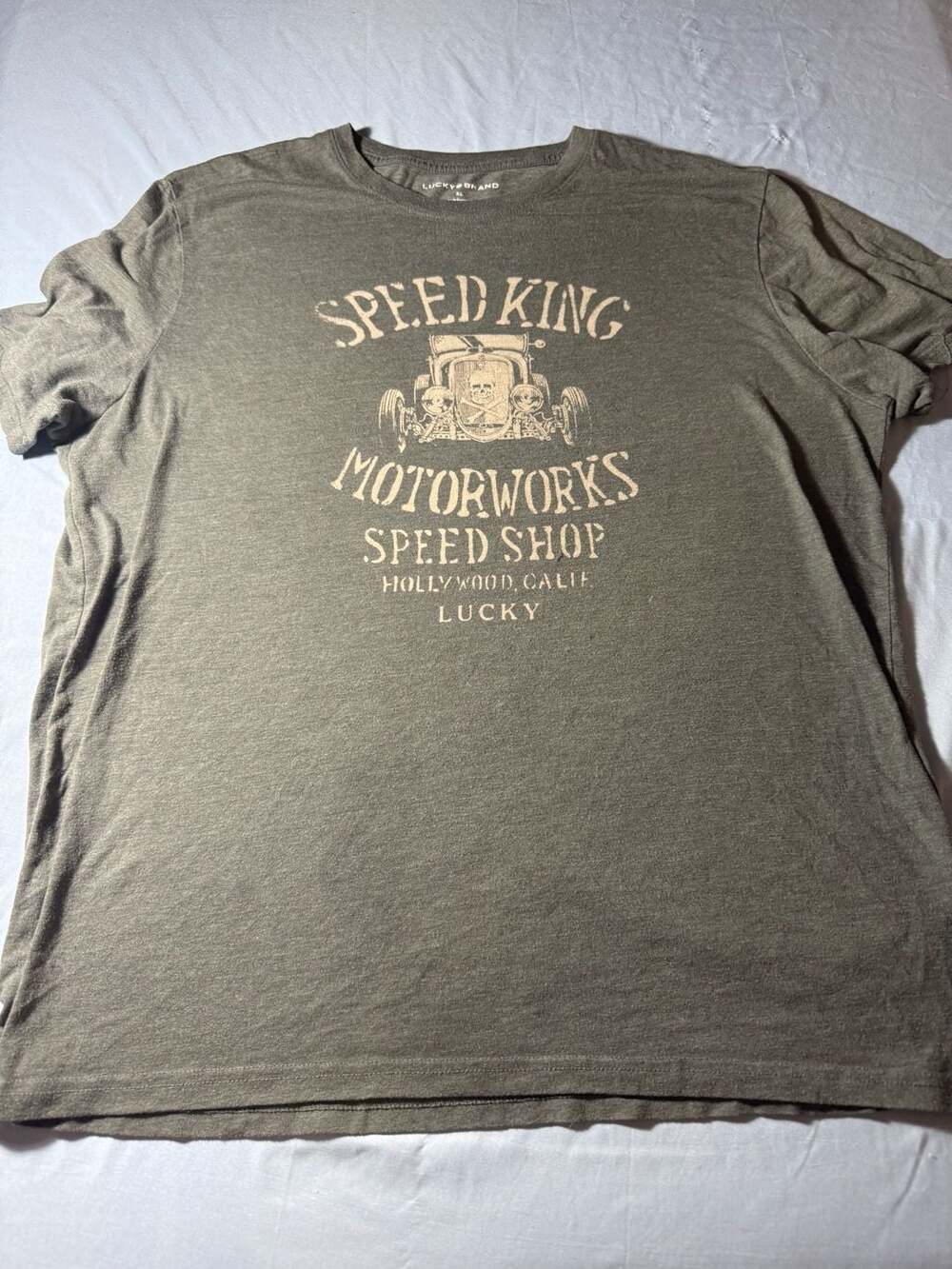 Lucky Brand Speed King Motorworks Speed Shop Hollywood Calif T-Shirt XL